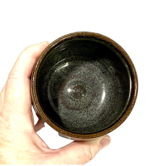 Vintage Jugtown Pottery Glazed Goblets Wine Glasses Green Brown Artisan Handmade - Picture 10 of 12